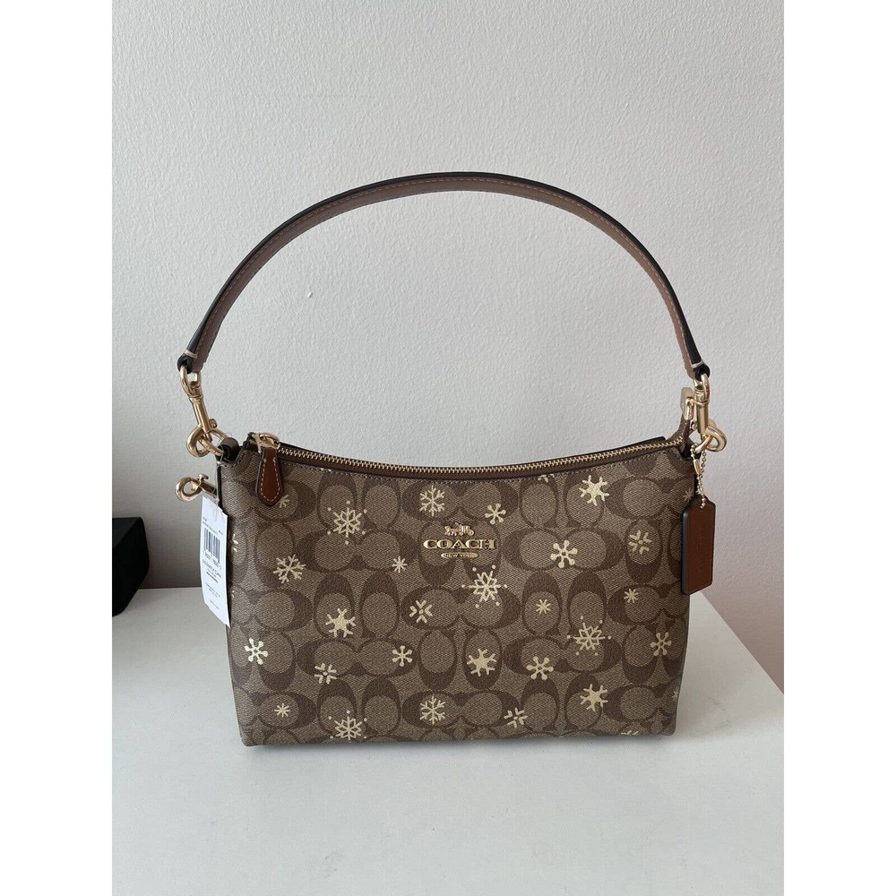 COACH Clara Shoulder Bag In Signature Canvas With Snowflake Print NEW